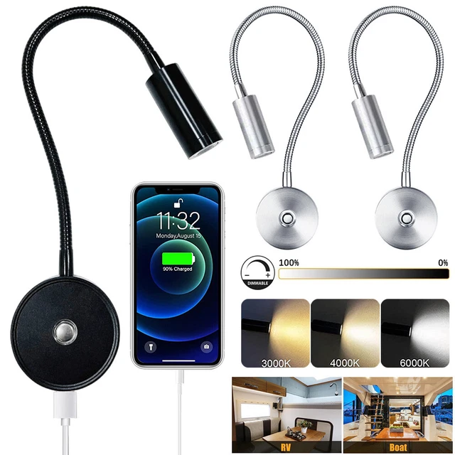 FLEXIBLE 12V LED Reading Light Bedside Bedroom Wall Lamp with