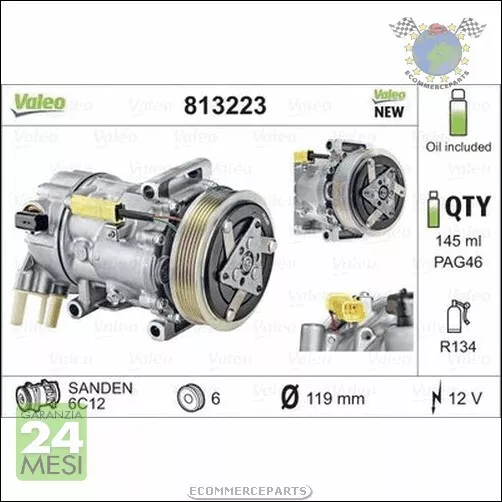 Compressore climatizzatore aria condizionata Valeo per CITROEN BERLINGO C5 I #c3