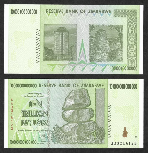 Zimbabwe 10 Trillion Dollar Genuine Authentic Banknote circulated used