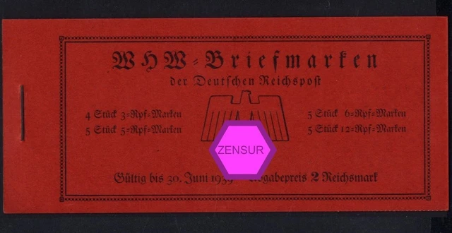 Deutsches Reich Markenheftchen MH 45.4.2 postfrisch - Winterhilfswerk 1939 [6025