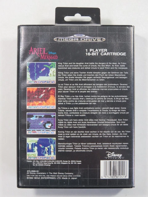 Jeu Sega Game Gear 'Ariel La Petite Sirène' - Version PAL, Cartouche Seule (loose) En Très Bon État