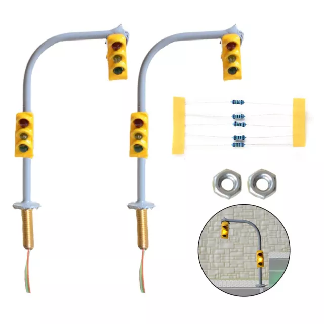 Modèle de feux de circulation à DEL échelle N complet avec fils (lot de 2)