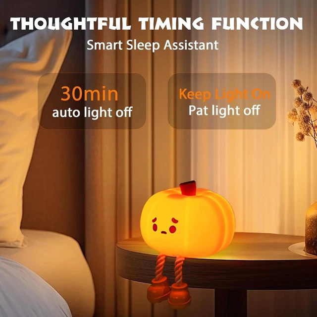 NIGHT LIGHT CUTE Pumpkin Silicone Lamp Halloween Portable with Timer