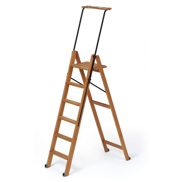 Leiter TUSCANIA; Holz - 6 Stufen - zusammenklappbar - mit Sicherheitssystem -