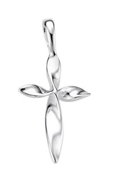 925 Sterling Silver Twisted Cross Pendant Necklace (Chain Included)