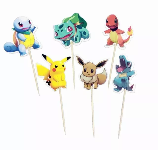 24pc Pokemon Pikachu Cupcake Toppers Birthday Party Decoration