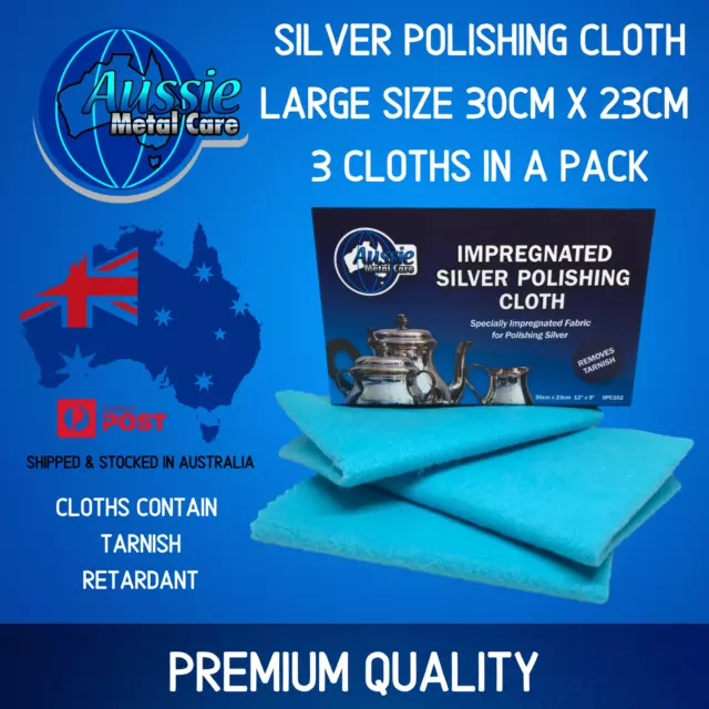 Silver Polishing & Cleaning Cloth Anti Tarnish Large 30cm x 23cm-3 Pack 2