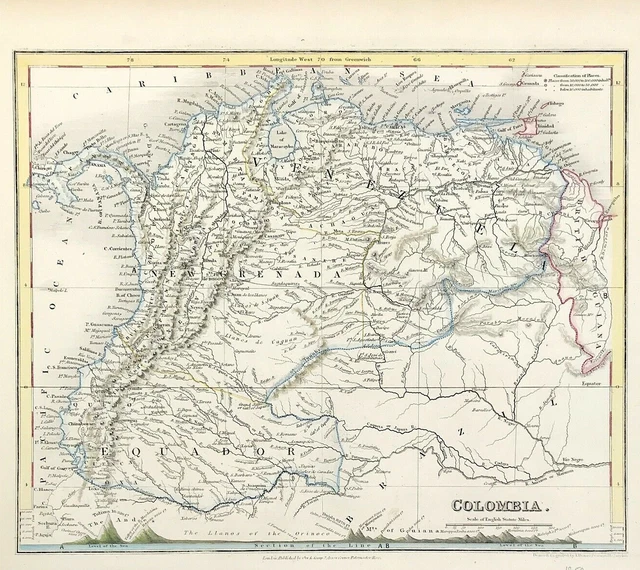 1850 South America Colombia Dower & William Orr original engraved map colour