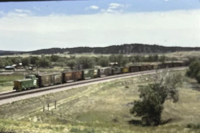 Vtg 35mm Slide Burlington Northern Railroad Train Engine Caboose Original