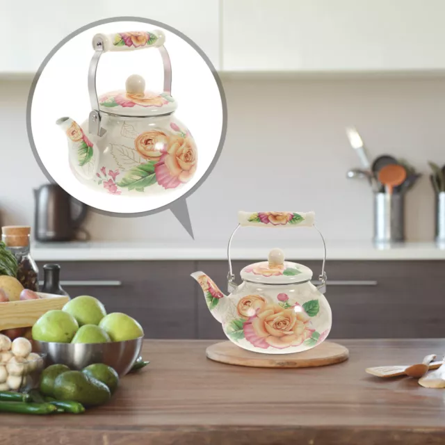 Enamel Pot Dad Floral Tea Kettle for Stove Top Whistling Teapot