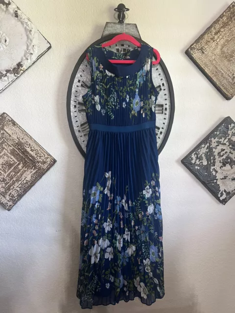 Rare Editions Girls Navy Blue Floral Maxi Dress
