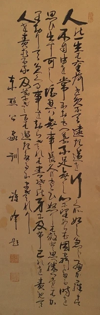 F0711 Japanese Hanging Scroll KAKEJIKU Vintage Print Silk Calligraphy KANJI