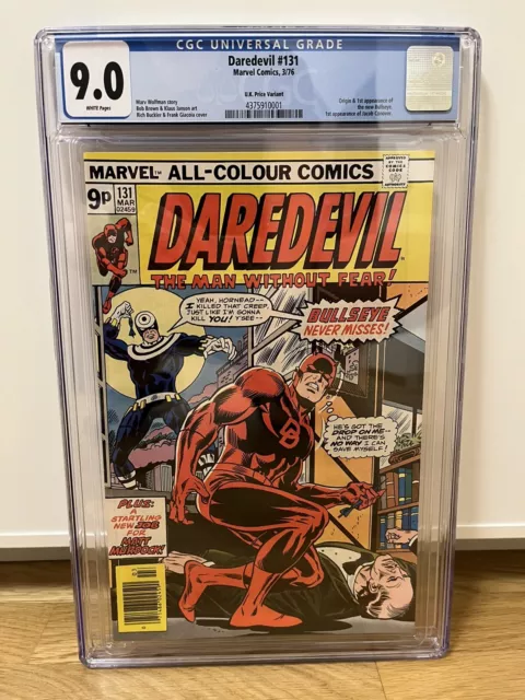 Daredevil 131 - CGC 9.0 - WP, Marvel Silver Age Key 1st Bullseye, Rare UKPV