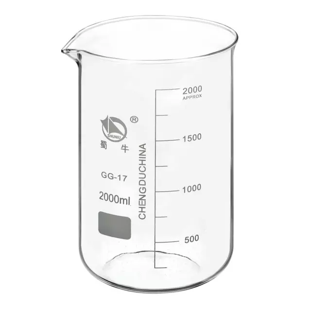 2000ml niedrige Form Messkanne 3,3 Borosilikatglas