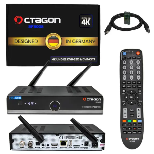 OCTAGON SF8008 4K Combo UHD Receiver DVB-S2 + DVB-C-T2 SAT + Kabel TV E2 WLAN