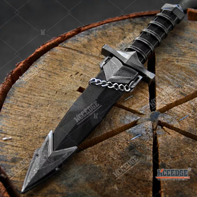 11" BLACK ASSASSIN DAGGER FANTASY Hunting Collectors Gift Medieval Knights Knife