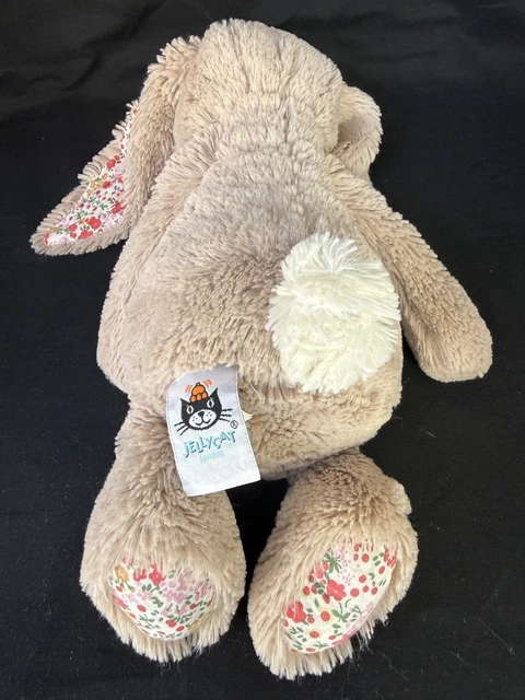JELLYCAT MEDIUM BASHFUL Beige Posy Blossom Bunny Red Floral Ears Rare ...