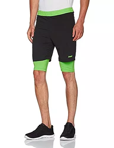 hommes Gregster short de course de sport, Noir / Vert, XL,