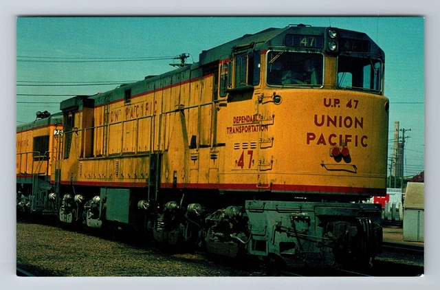 Union Pacific Twin Engine, Train, Transportation, Vintage Postcard