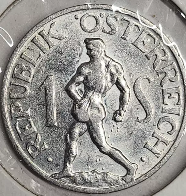1957 Austria 1 Schilling coin KM# 2871  XF eagle carries the Austrian escutcheon