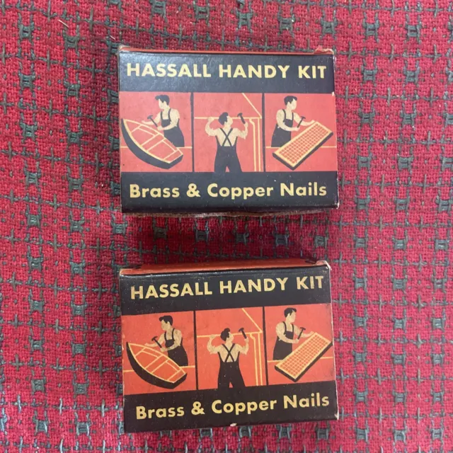 Vintage Brass & Copper Nails Hassall Handy Kit Box USA 8.3 oz Total Weight