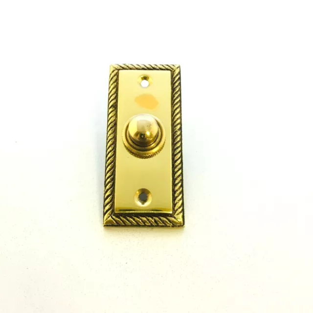 Solid Polished Brass Georgian Door Bell Chime Push Button Press