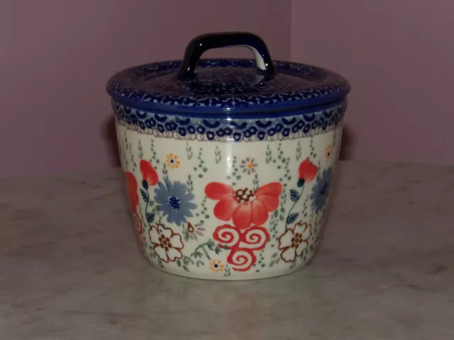 Polish Pottery Container with Lid! UNIKAT Signature Sweet Harmony Pattern!