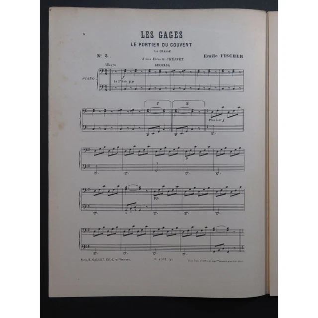 FISCHER Emile Les Gages Le Portier du Couvent Piano 4 mains 4