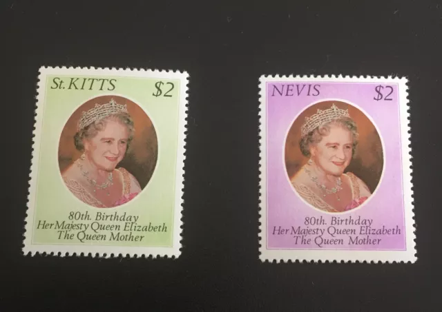 Nevis And St Kitts Queen Mother 80th Birthday $2 Mnh Stamps