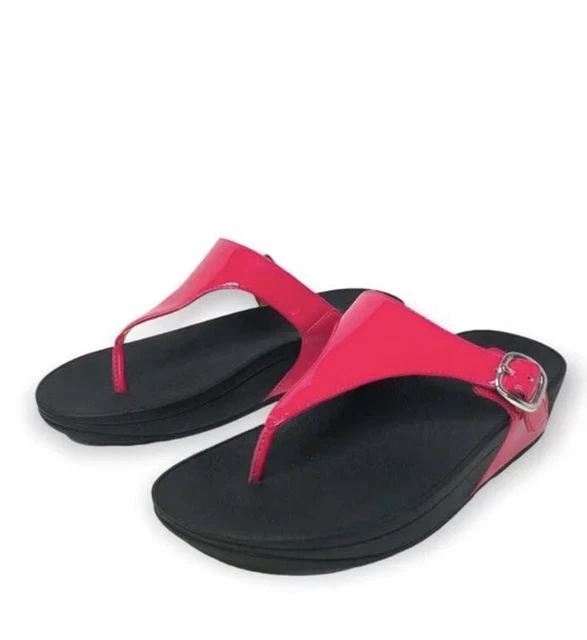 Fitflop Size 9 EU 41 The Skinny Sandal Bubblegum Pink Patent Leather Platform