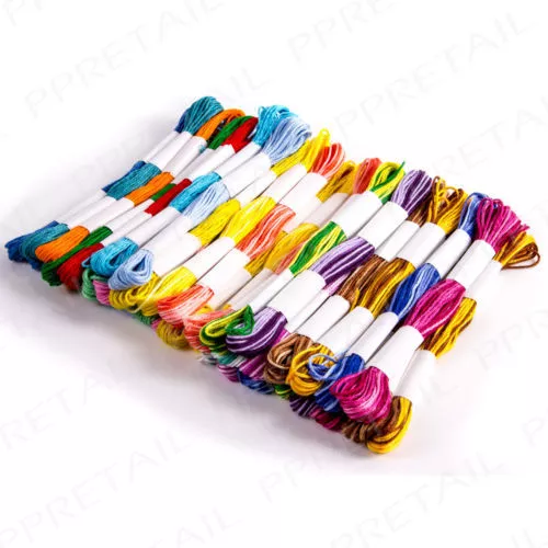 36 x SKEINS COLOURED EMBROIDERY THREAD Cotton Cross Stitch/Braiding/Craft Sewing