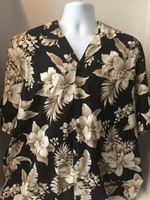 Hawaiian Shirt by KY's.MADE IN HAWAII Size XL Black w/ Floral   EUC