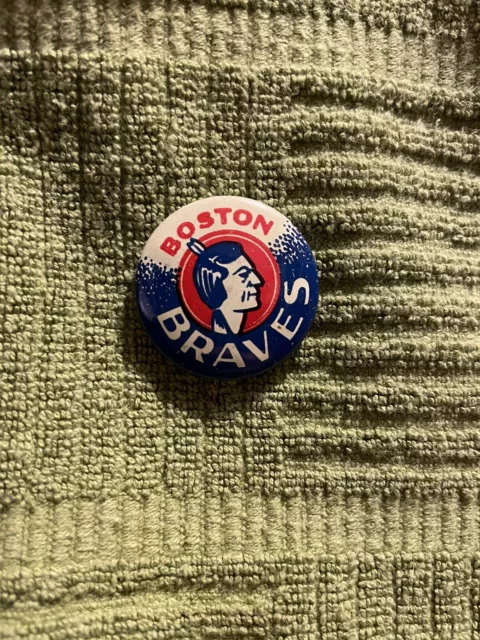 Boston Braves Indians Baseball Original Vintage Pin Pinback Button 1950s MLB