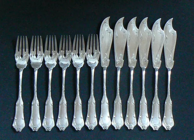 Jugendstil Fischbesteck Vsf Düsseldorf 800Er Silber Für 6 Personen Dekor 2600