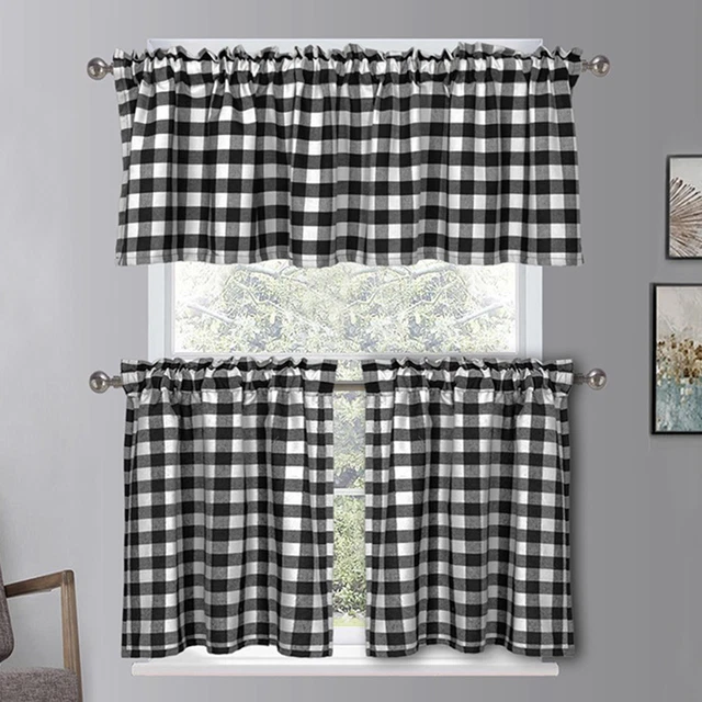 Window Valance Non-fading Checkered Farmhouse Design Curtain Valance 2 Colors