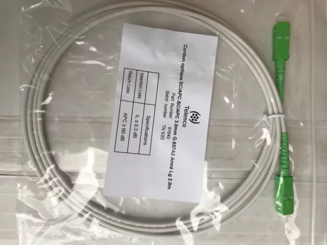 SC-APC to SC-UPC Simplex 3.0mm PVC Fiber Optic Cable for Box Freebox Free  2/3M