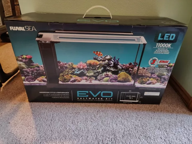 Fluval Sea Evo V Saltwater Fish Tank Aquarium Kit, Black, 5 gal