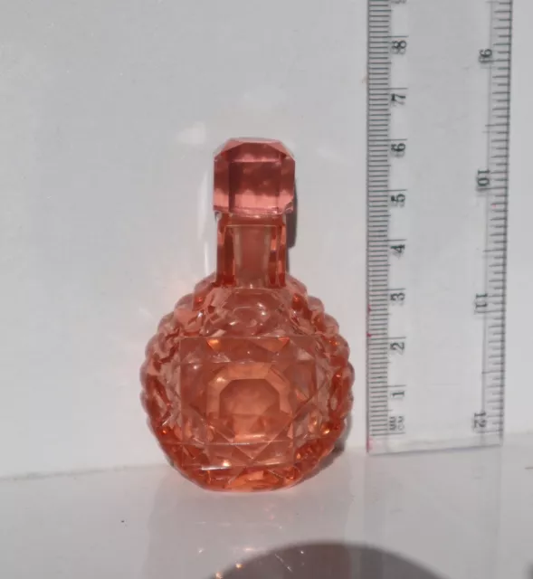 Antique Victorian Pink Crystal Glass Scent Perfume Bottle Circa 1890