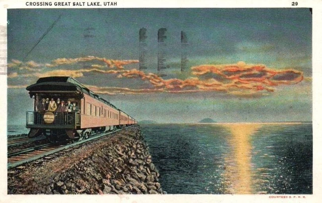 Vtg Postcard (Lot 2) Southern Pacific RR Crossing Great Salt Lake Utah