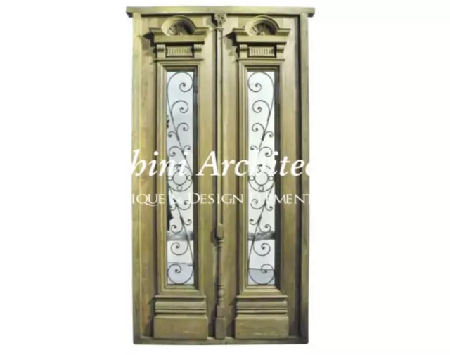 Antique Double Front Door Wrought Iron Inserts. D1210