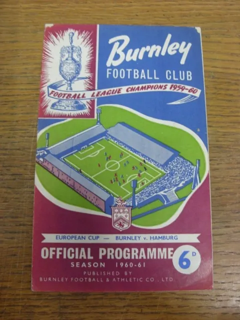 18/01/1961 Burnley v Hamburg [European Cup] (corners are slightly scuffed on fro