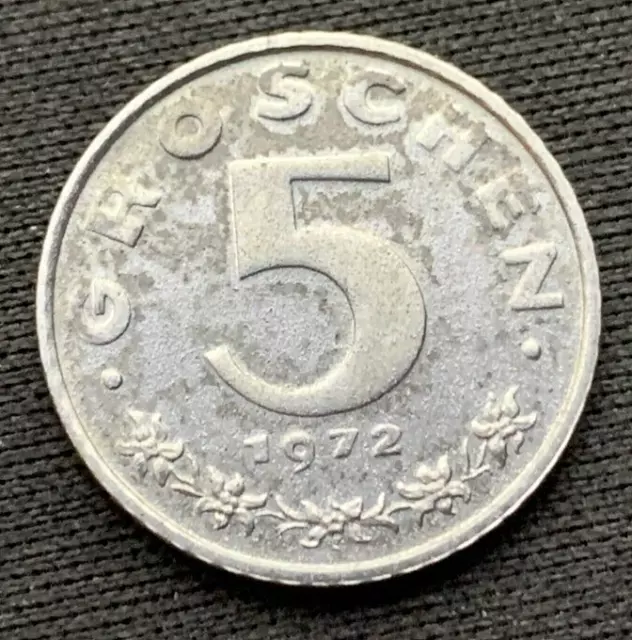 1972 Austria 5 Groschen Coin PROOF  ( Mintage 116K )      #N71
