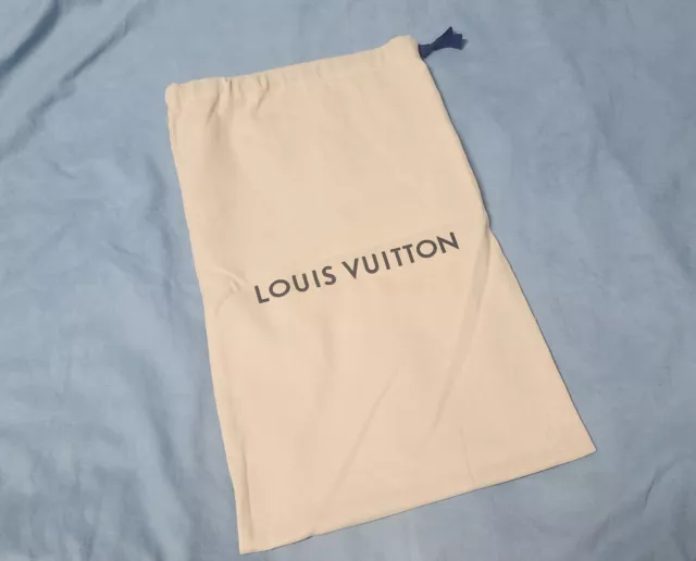 Authentic Louis Vuitton Blue Ribbon Drawstring Dust Bag Cotton  19.5”x12”,Beige