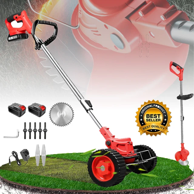 Electric Cordless Grass String Trimmer Weed Eater Lawn Edger Cutter W/ 2 Battery - Outdoor Power