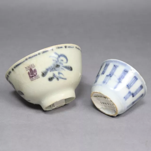 Two Antique Early 19th Century Chinese Porcelain Tek Sing Shipwreck Tea Bowls.