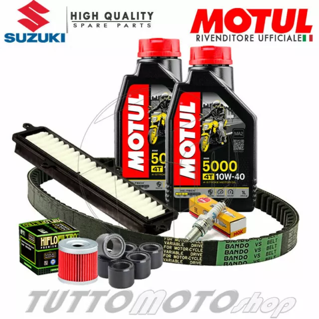 Tagliando SUZUKI Burgman 200 2007-2019 / Olio Motul Cinghia Rulli Filtri Candela