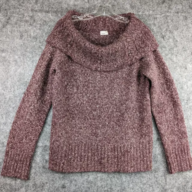 Caslon Sweater Womens Medium Purple Long Sleeve Cowl Neck Alpaca Cotton Stretch