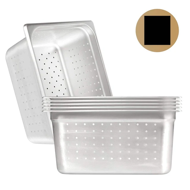 6" Deep Half Size Perforated Stainless Steel Hotel Steam Table Pans Anti-Jam 5pk