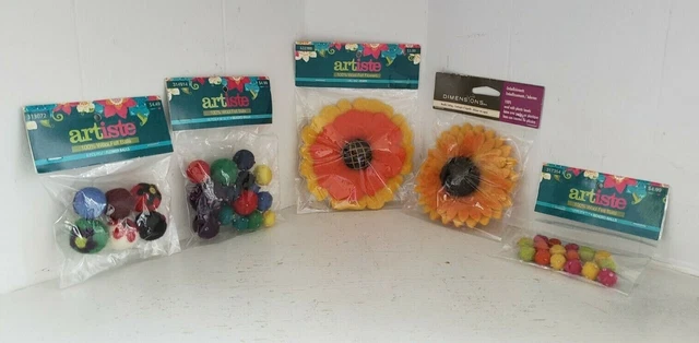 5 Artistas Lana Fieltro Artesanías Accesorios Embellecimiento Girasol Amapola Poms Nuevos