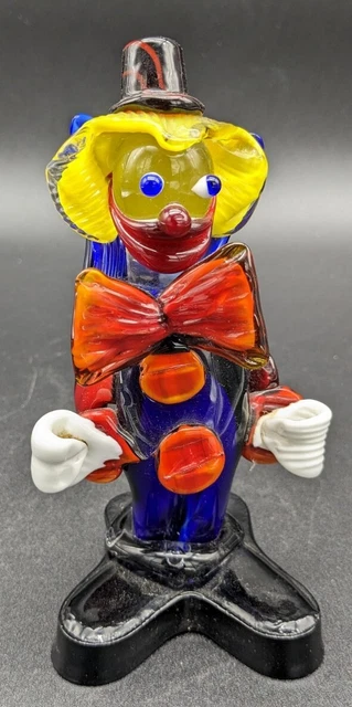 ANCIEN GRAND CLOWN  EN VERRE SOUFFLÉ  " MURANO " Hauteur 16 cm